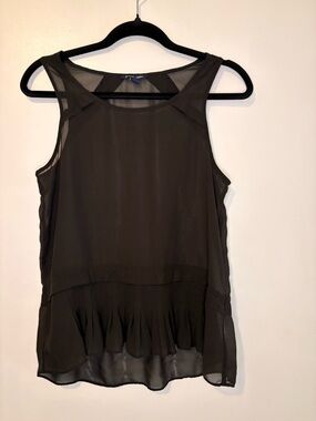 American Eagle Sheer Layered Peplum Tank Top Black Size S/P